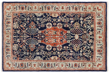 handmade Traditional Kafkaz Blue Rust Hand Knotted RECTANGLE 100% WOOL area rug 4 x 6